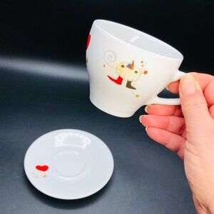 90s Lubiana Poland Porcelain Red Valentine Coffee Tea Cup Saucer Set - FOR ONE